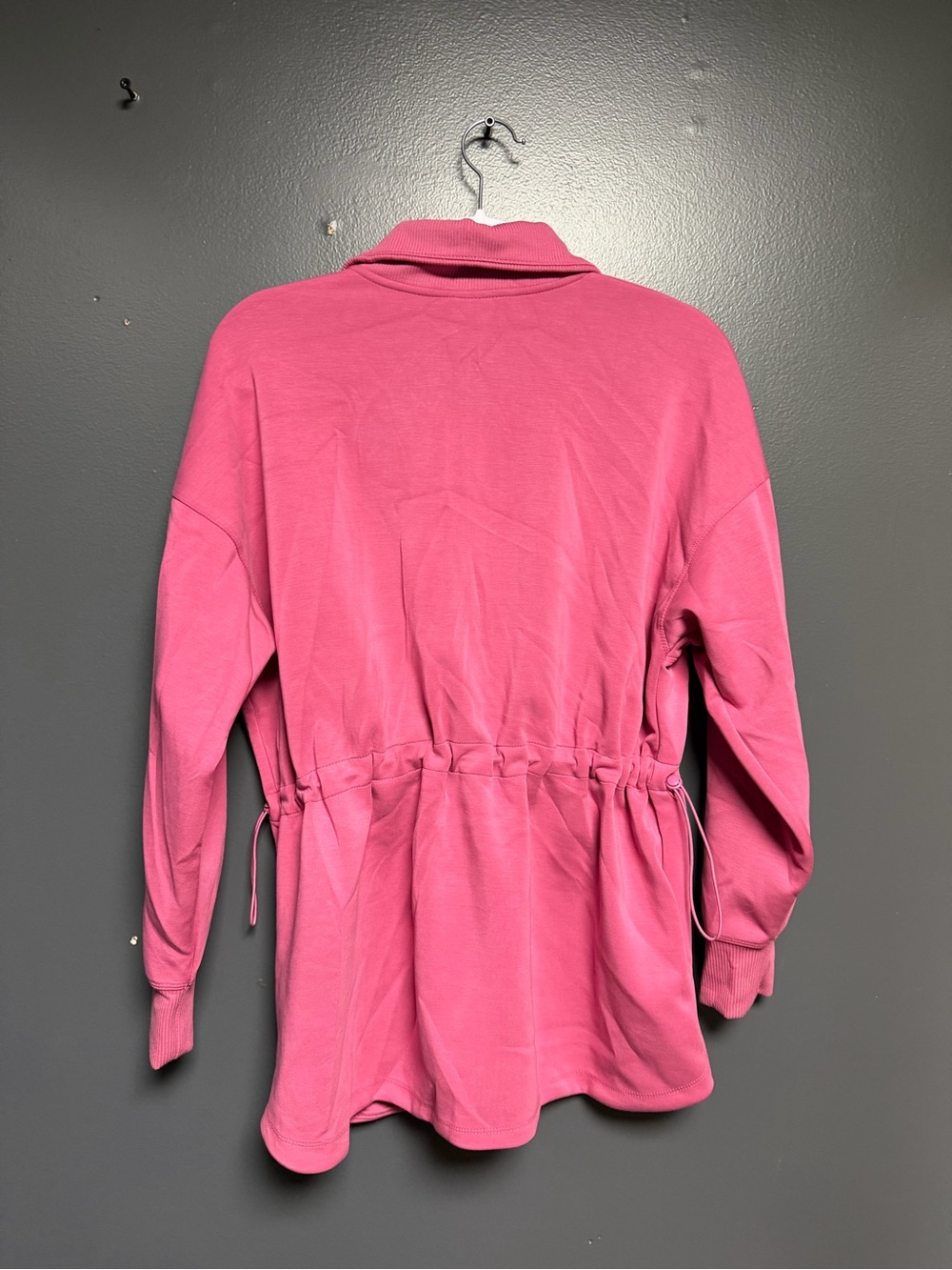 NWOT All In Motion Pink Woven Cinch Waist Full Zip Jacket Size L Mock Neck - Picture 2 of 3